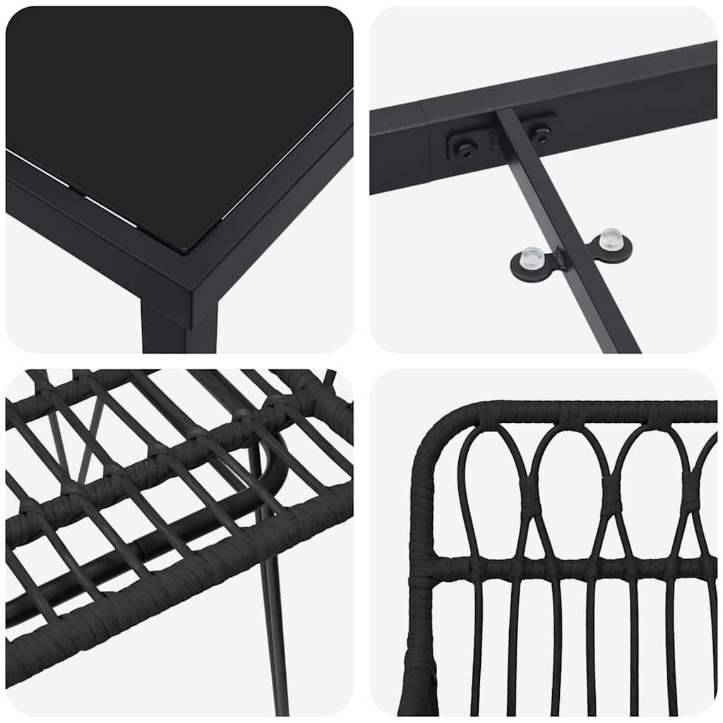Garten Essgruppe 5 pcs Schwarz Pulverbeschichteter Stahl