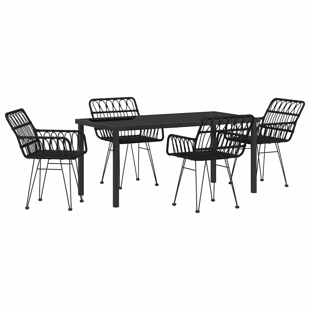Garten Essgruppe 5 pcs Schwarz Pulverbeschichteter Stahl