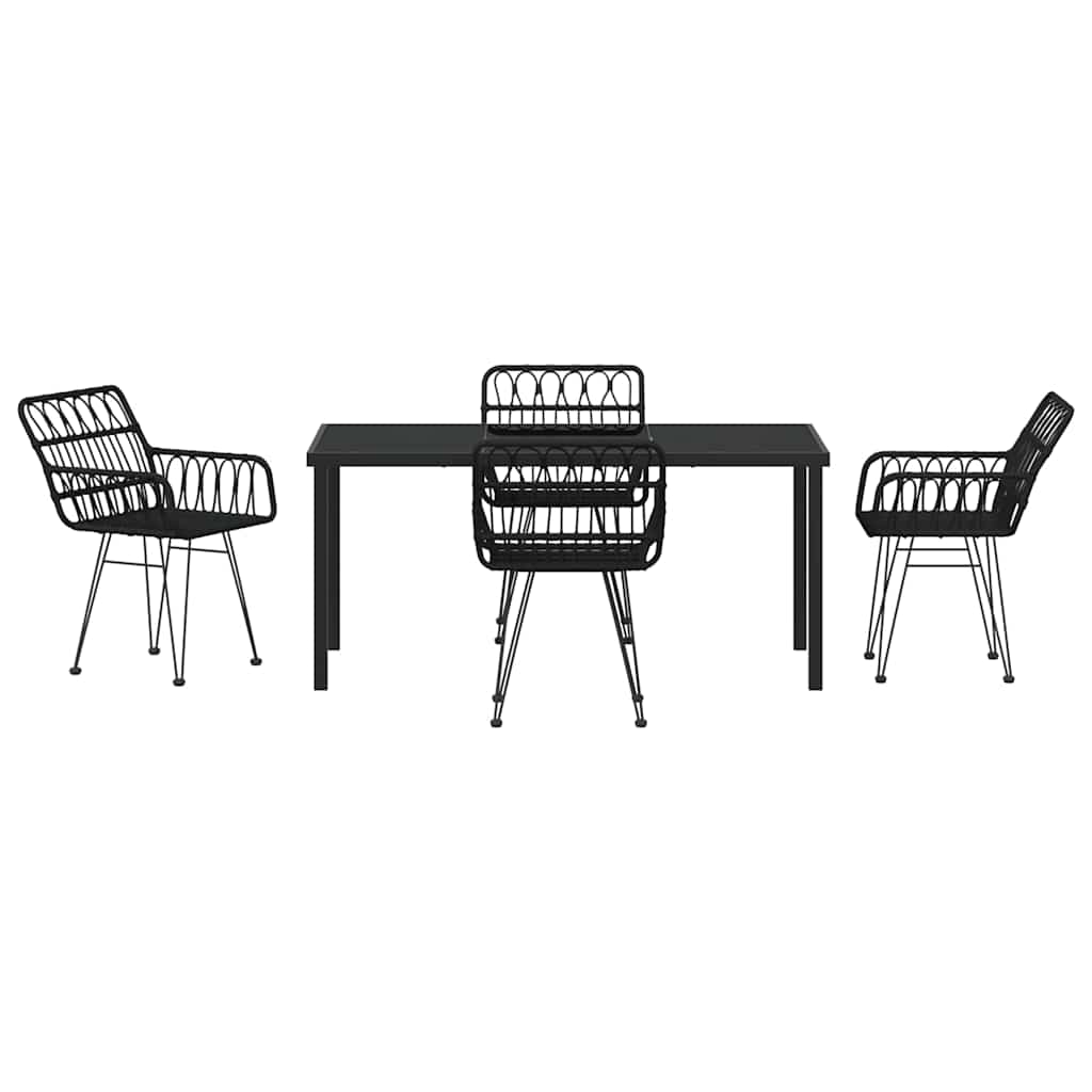 Garten Essgruppe 5 pcs Schwarz Pulverbeschichteter Stahl
