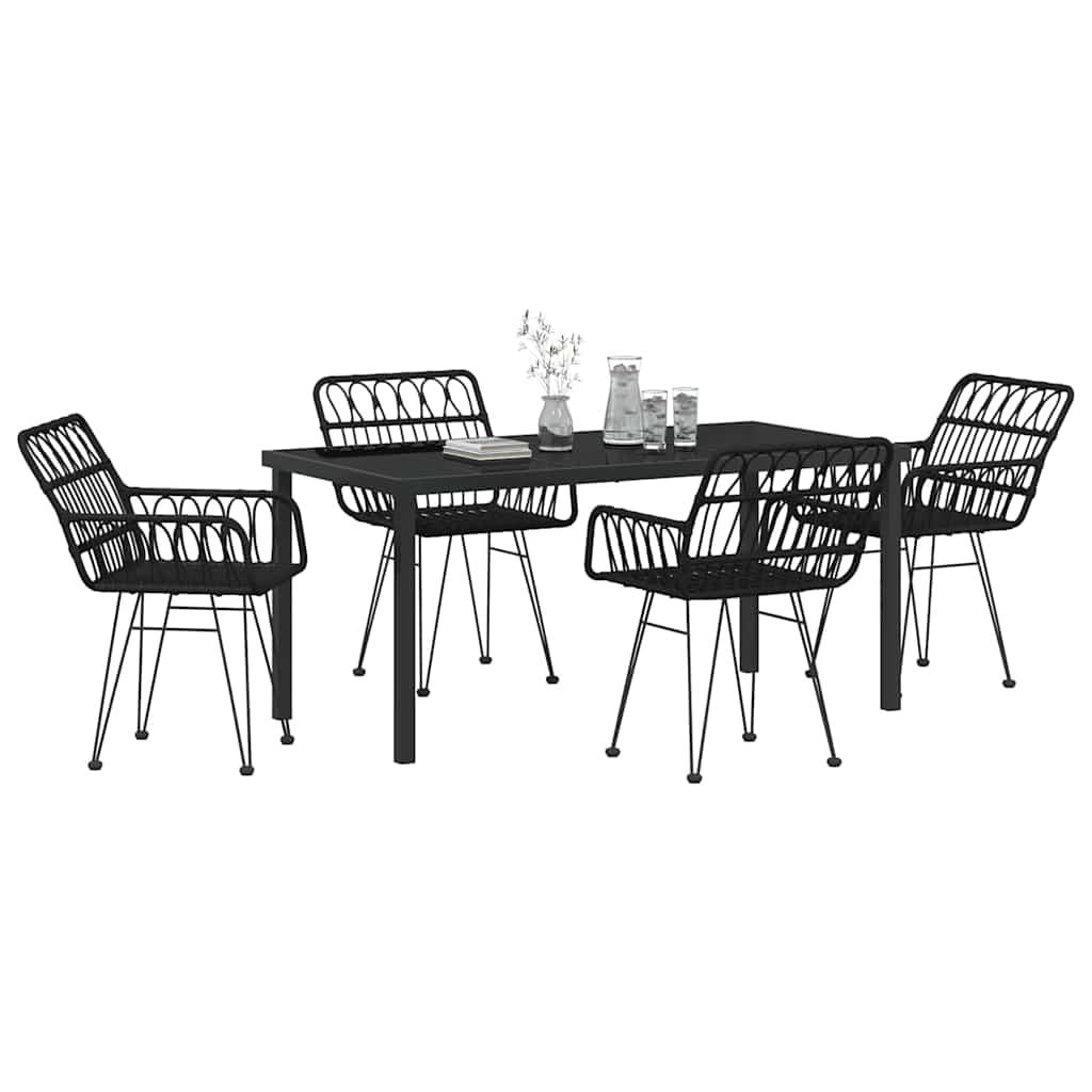 Garten Essgruppe 5 pcs Schwarz Pulverbeschichteter Stahl
