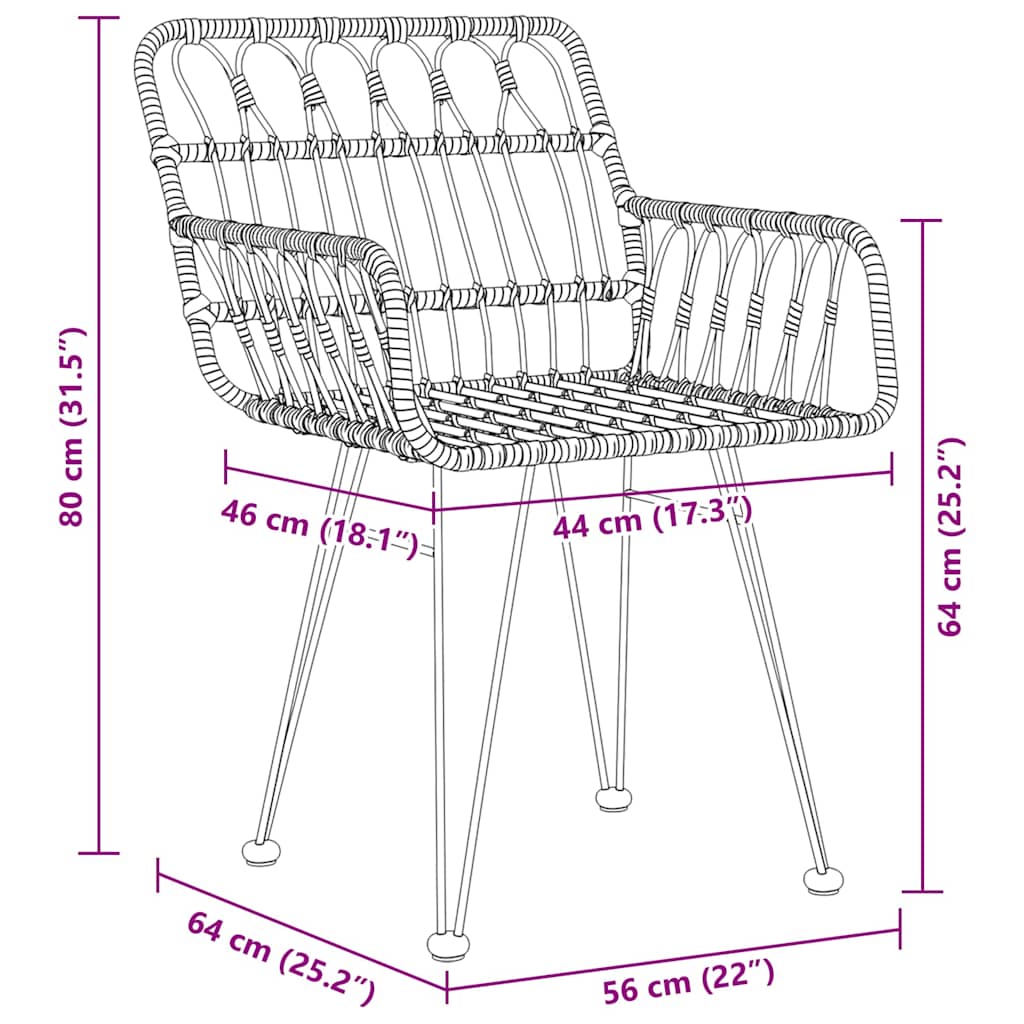 Garten Essgruppe 5 pcs Schwarz Pulverbeschichteter Stahl