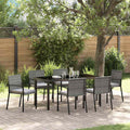Garten Essgruppe 7 pcs Grau Pulverbeschichteter Stahl