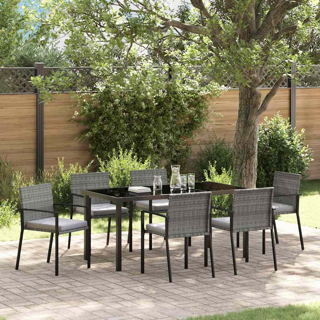Garten Essgruppe 7 pcs Grau Pulverbeschichteter Stahl