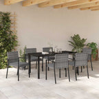 Garten Essgruppe 7 pcs Grau Pulverbeschichteter Stahl