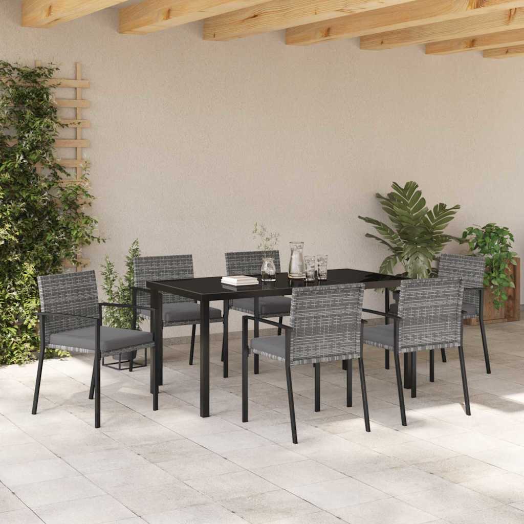 Garten Essgruppe 7 pcs Grau Pulverbeschichteter Stahl