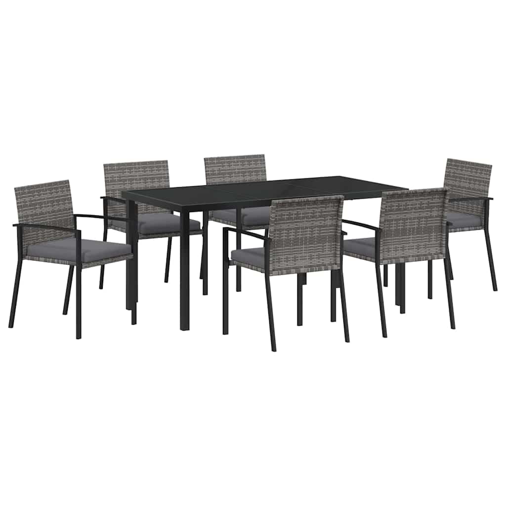 Garten Essgruppe 7 pcs Grau Pulverbeschichteter Stahl