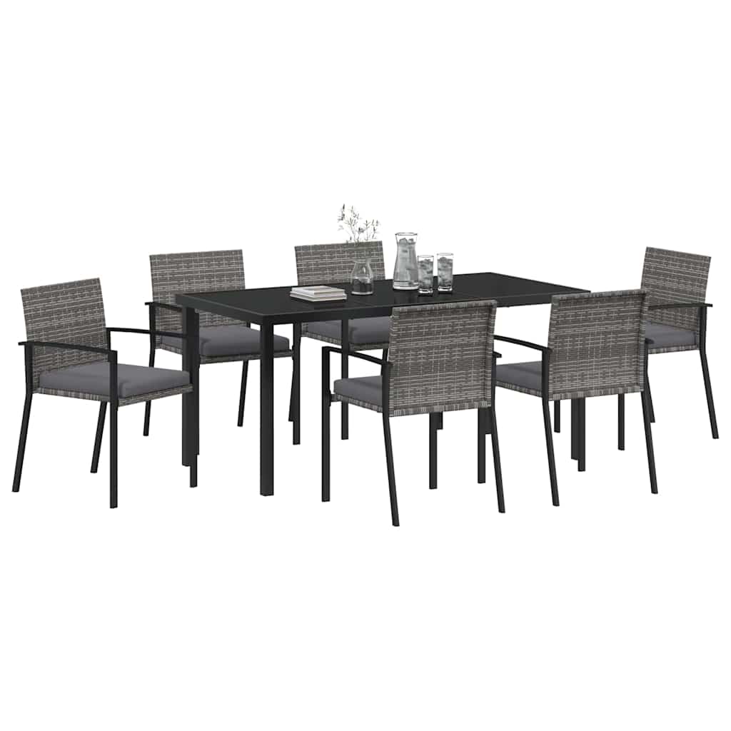 Garten Essgruppe 7 pcs Grau Pulverbeschichteter Stahl