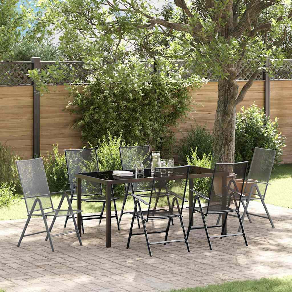 Garten Essgruppe 7 pcs Anthrazit Pulverbeschichteter Stahl