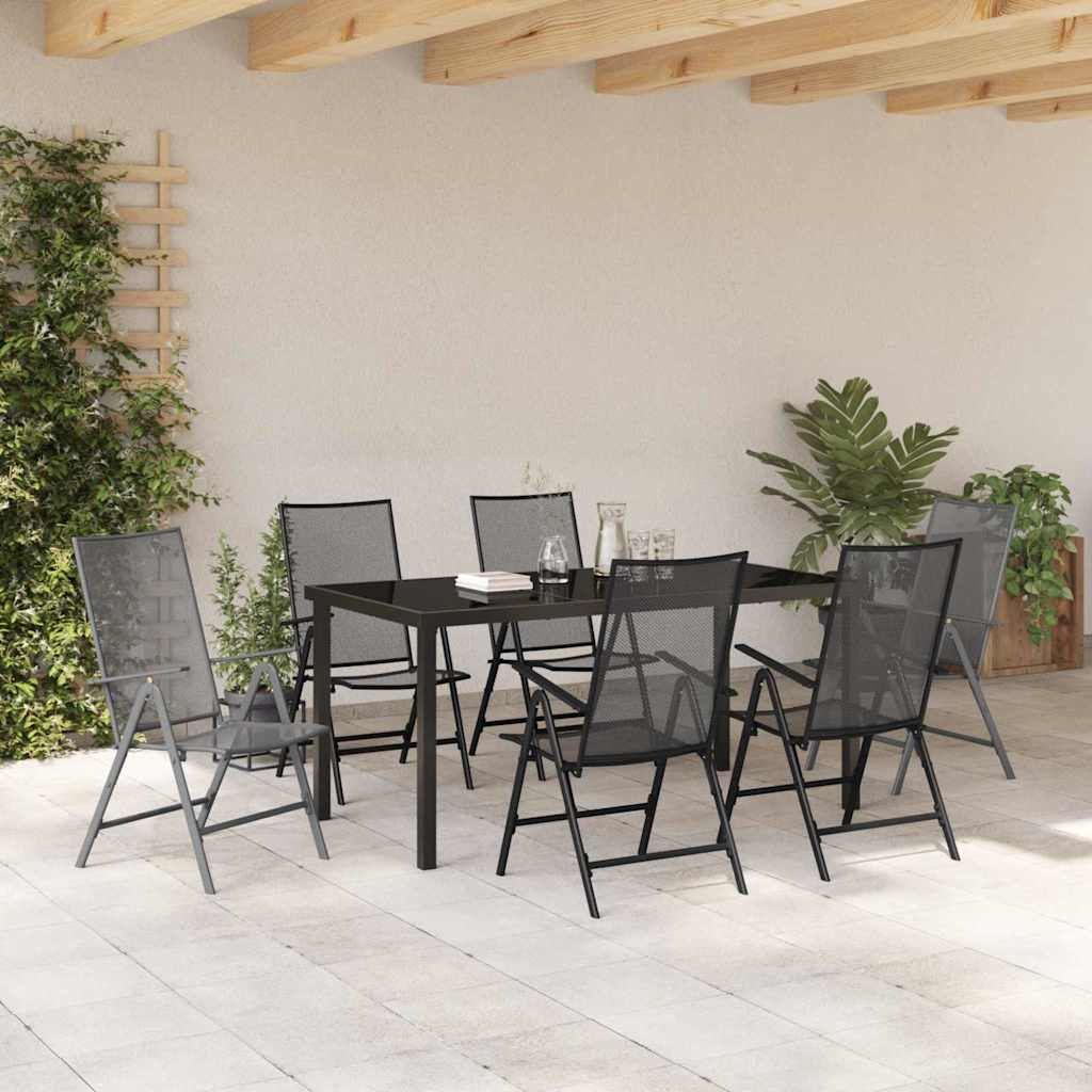 Garten Essgruppe 7 pcs Anthrazit Pulverbeschichteter Stahl