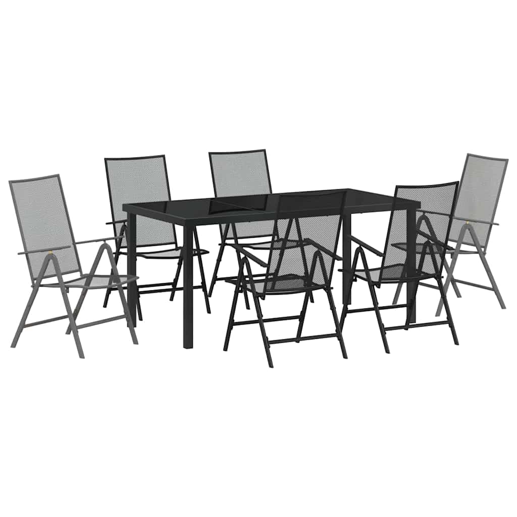 Garten Essgruppe 7 pcs Anthrazit Pulverbeschichteter Stahl