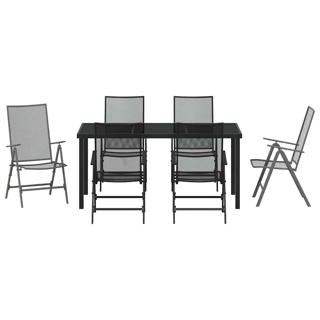 Garten Essgruppe 7 pcs Anthrazit Pulverbeschichteter Stahl