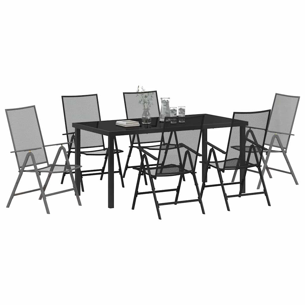 Garten Essgruppe 7 pcs Anthrazit Pulverbeschichteter Stahl
