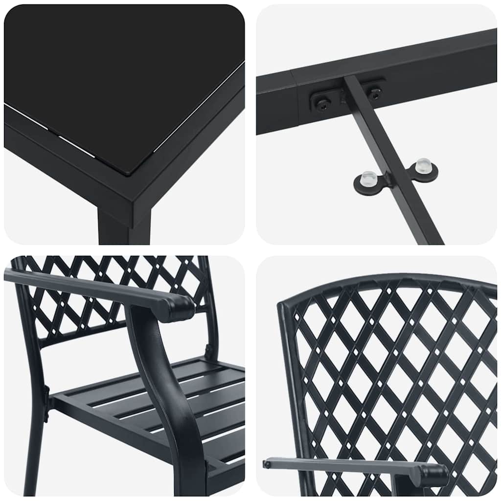 Garten Essgruppe 5 pcs Anthrazit Pulverbeschichteter Stahl
