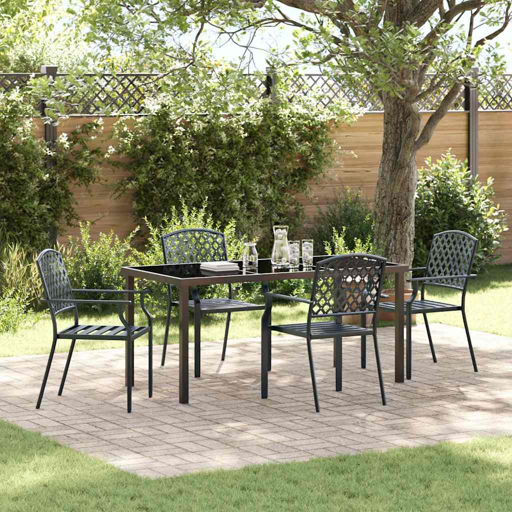 Garten Essgruppe 5 pcs Anthrazit Pulverbeschichteter Stahl