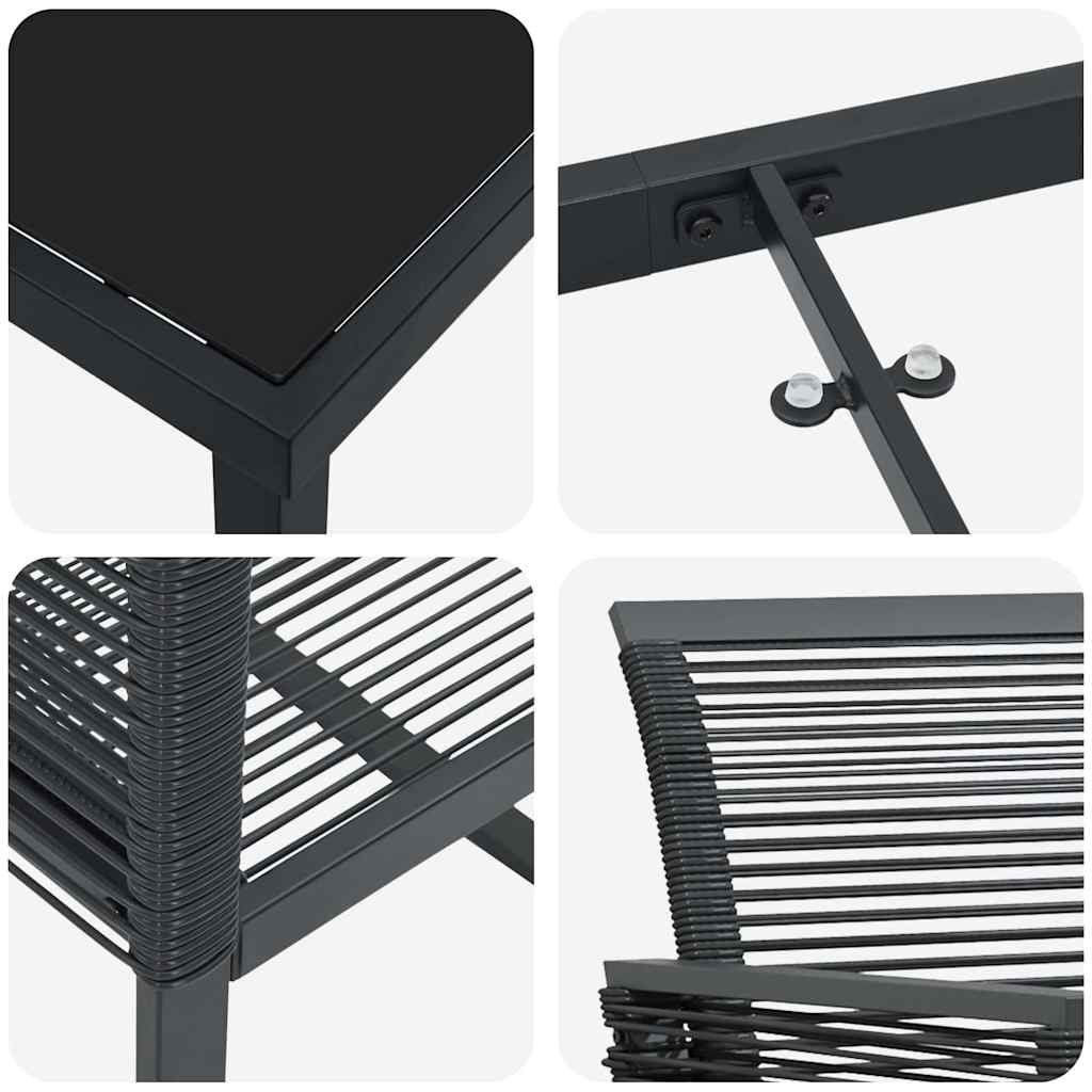 Garten Essgruppe 5 pcs Schwarz Pulverbeschichteter Stahl