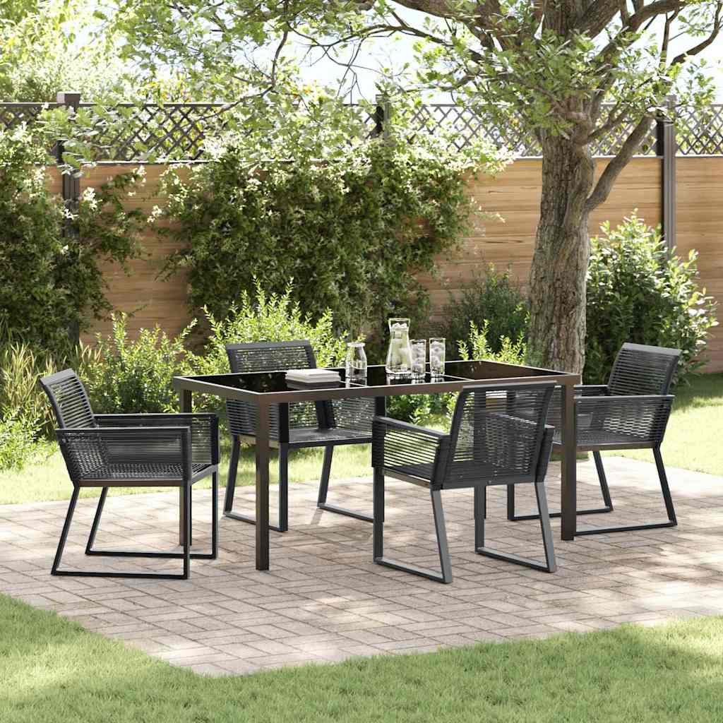 Garten Essgruppe 5 pcs Schwarz Pulverbeschichteter Stahl