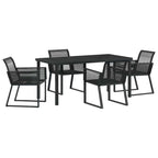 Garten Essgruppe 5 pcs Schwarz Pulverbeschichteter Stahl