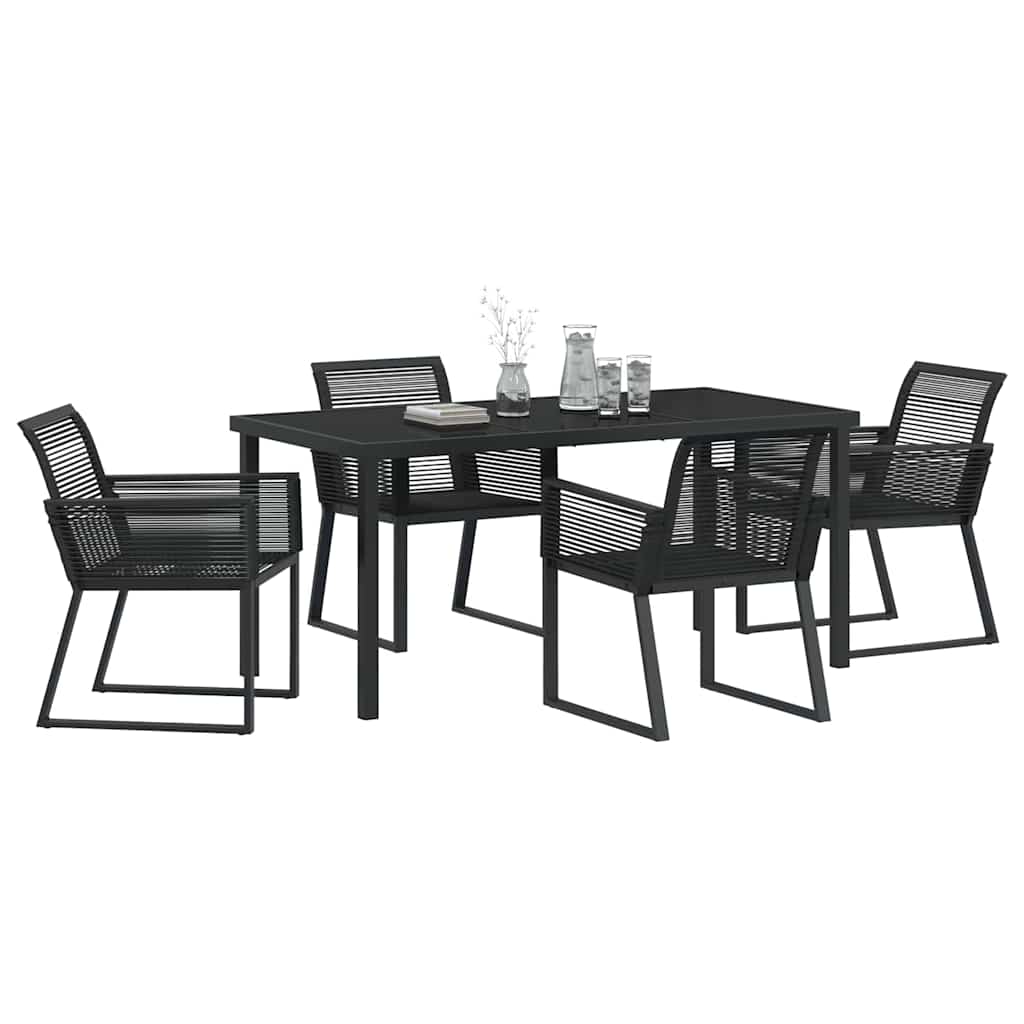 Garten Essgruppe 5 pcs Schwarz Pulverbeschichteter Stahl