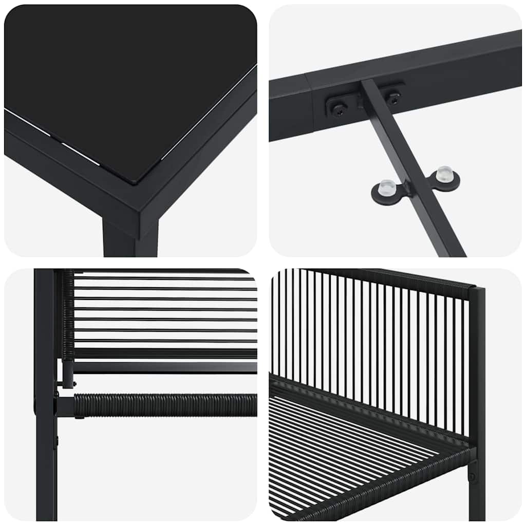 Garten Essgruppe 5 pcs Schwarz Poly-Rattan