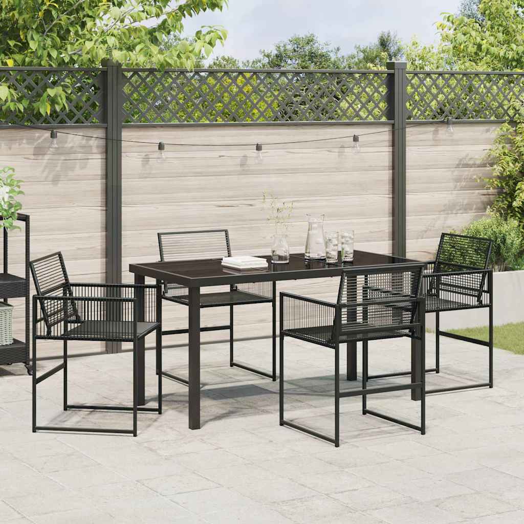 Garten Essgruppe 5 pcs Schwarz Poly-Rattan