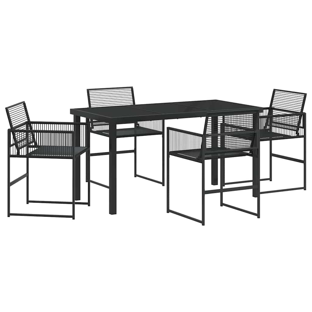 Garten Essgruppe 5 pcs Schwarz Poly-Rattan