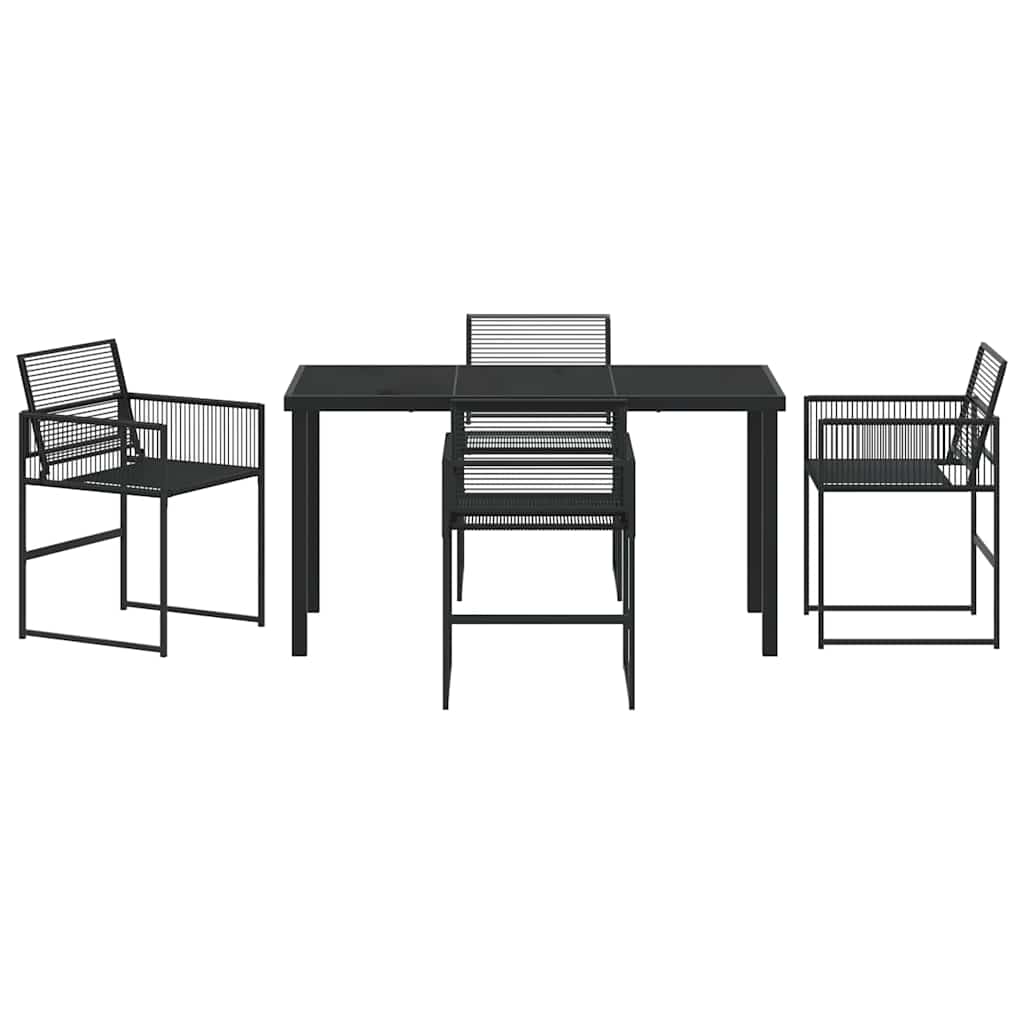 Garten Essgruppe 5 pcs Schwarz Poly-Rattan