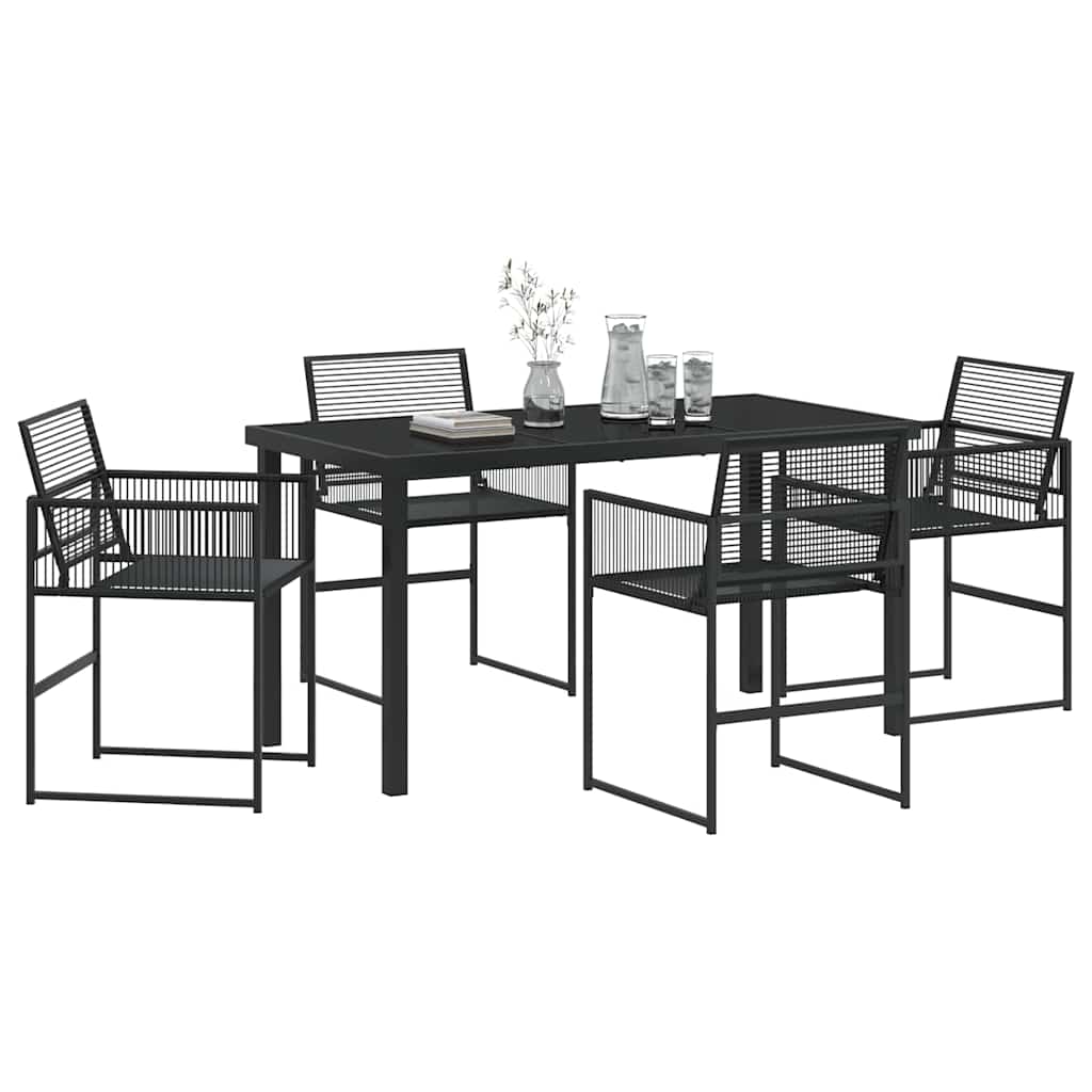 Garten Essgruppe 5 pcs Schwarz Poly-Rattan