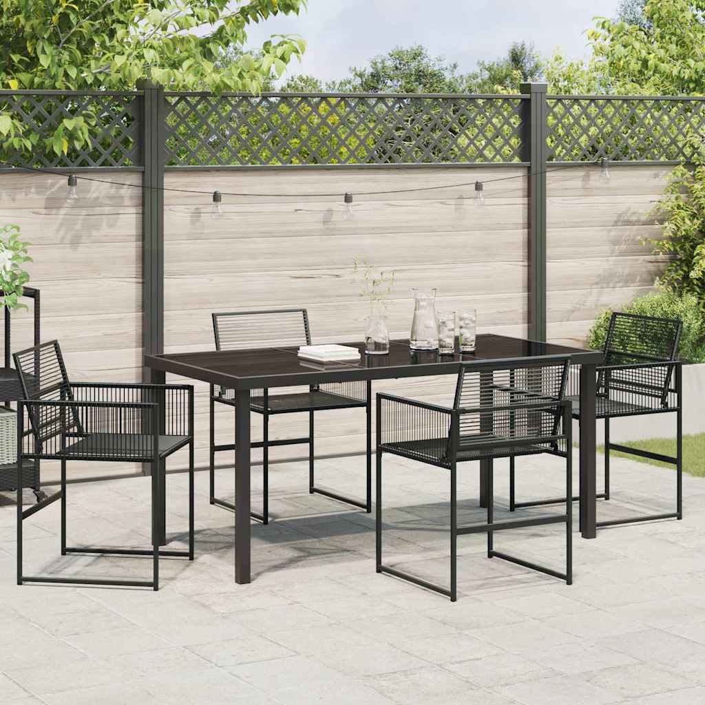 Garten Essgruppe 5 pcs Schwarz Poly-Rattan