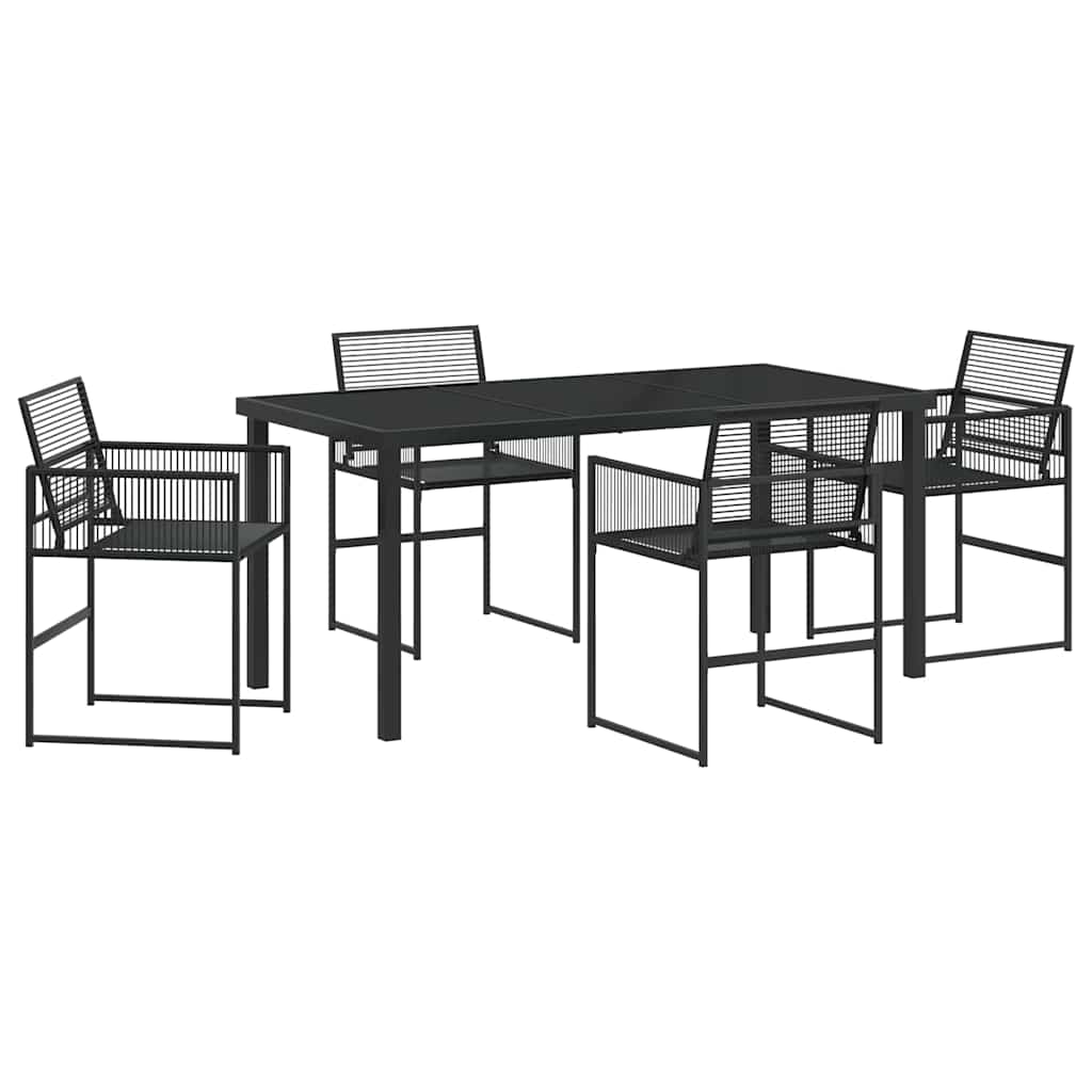 Garten Essgruppe 5 pcs Schwarz Poly-Rattan