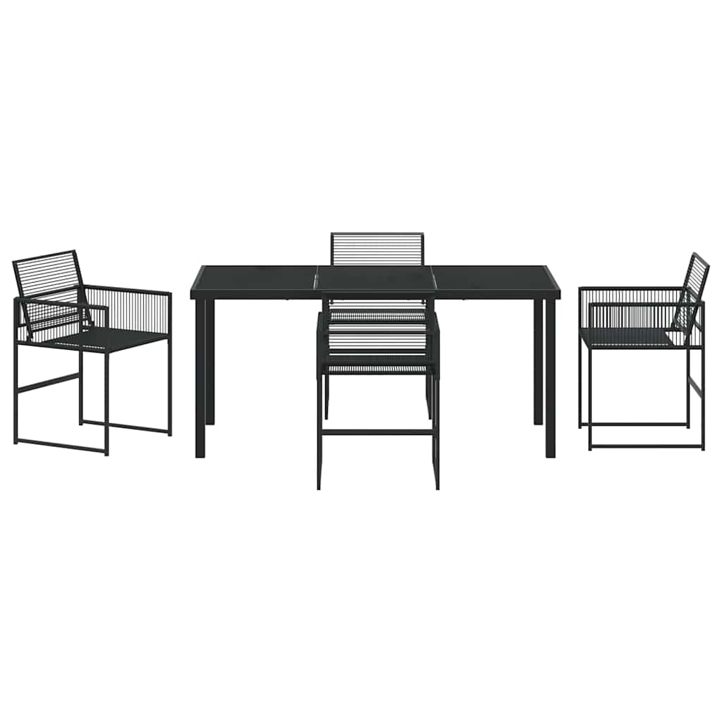 Garten Essgruppe 5 pcs Schwarz Poly-Rattan