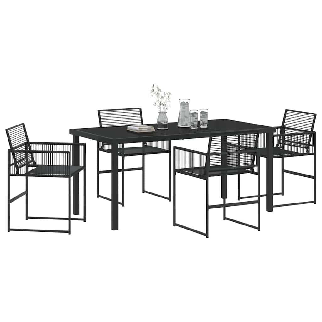 Garten Essgruppe 5 pcs Schwarz Poly-Rattan