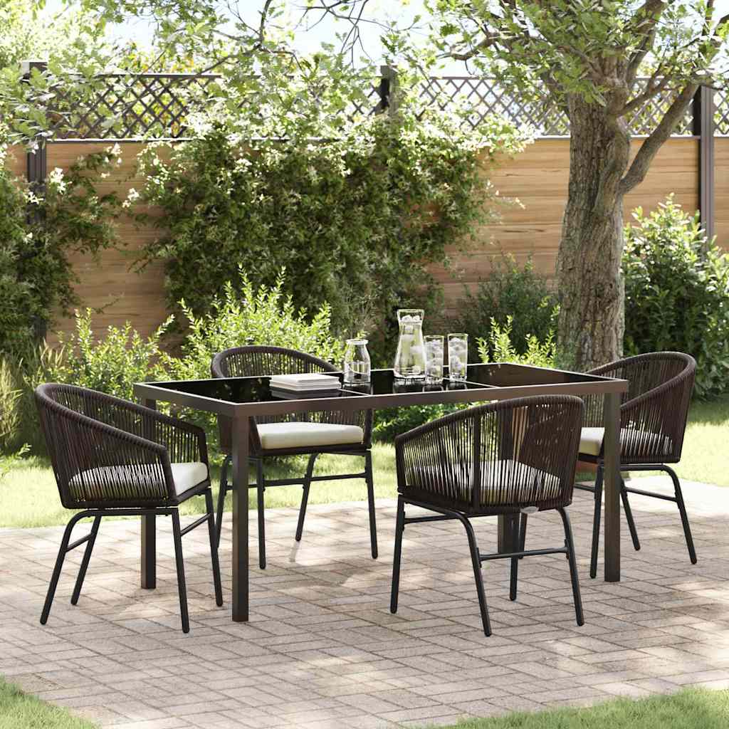 Garten Essgruppe 5 pcs Braun Pulverbeschichteter Stahl