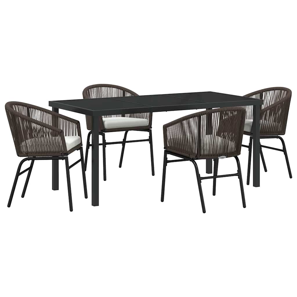 Garten Essgruppe 5 pcs Braun Pulverbeschichteter Stahl