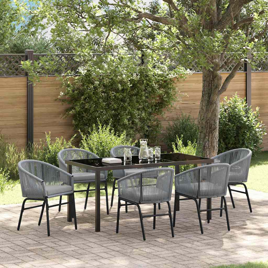 Garten Essgruppe 7 pcs Anthrazit Pulverbeschichteter Stahl