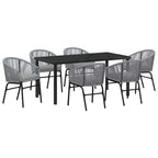Garten Essgruppe 7 pcs Anthrazit Pulverbeschichteter Stahl