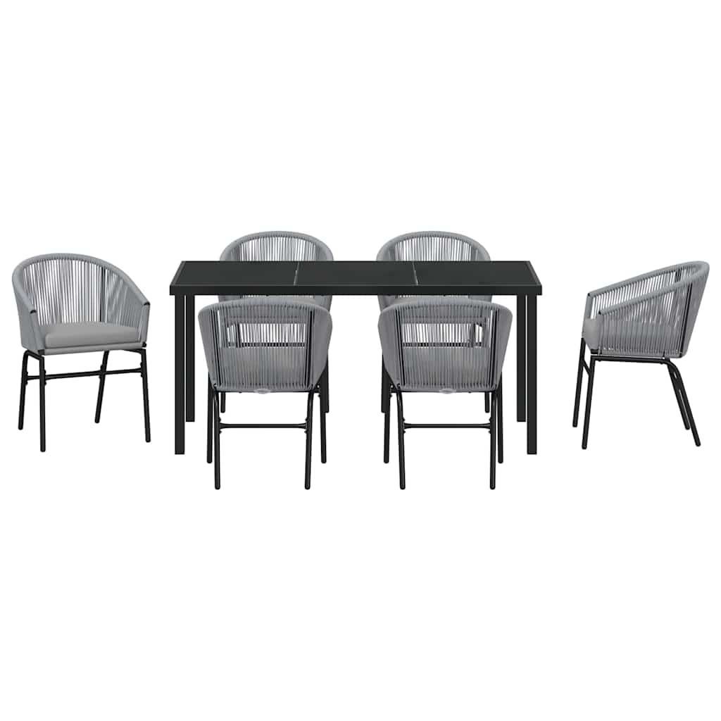 Garten Essgruppe 7 pcs Anthrazit Pulverbeschichteter Stahl
