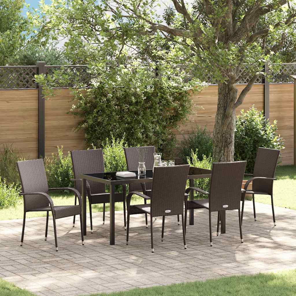Garten Essgruppe 7 pcs Braun Pulverbeschichteter Stahl