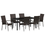 Garten Essgruppe 7 pcs Braun Pulverbeschichteter Stahl