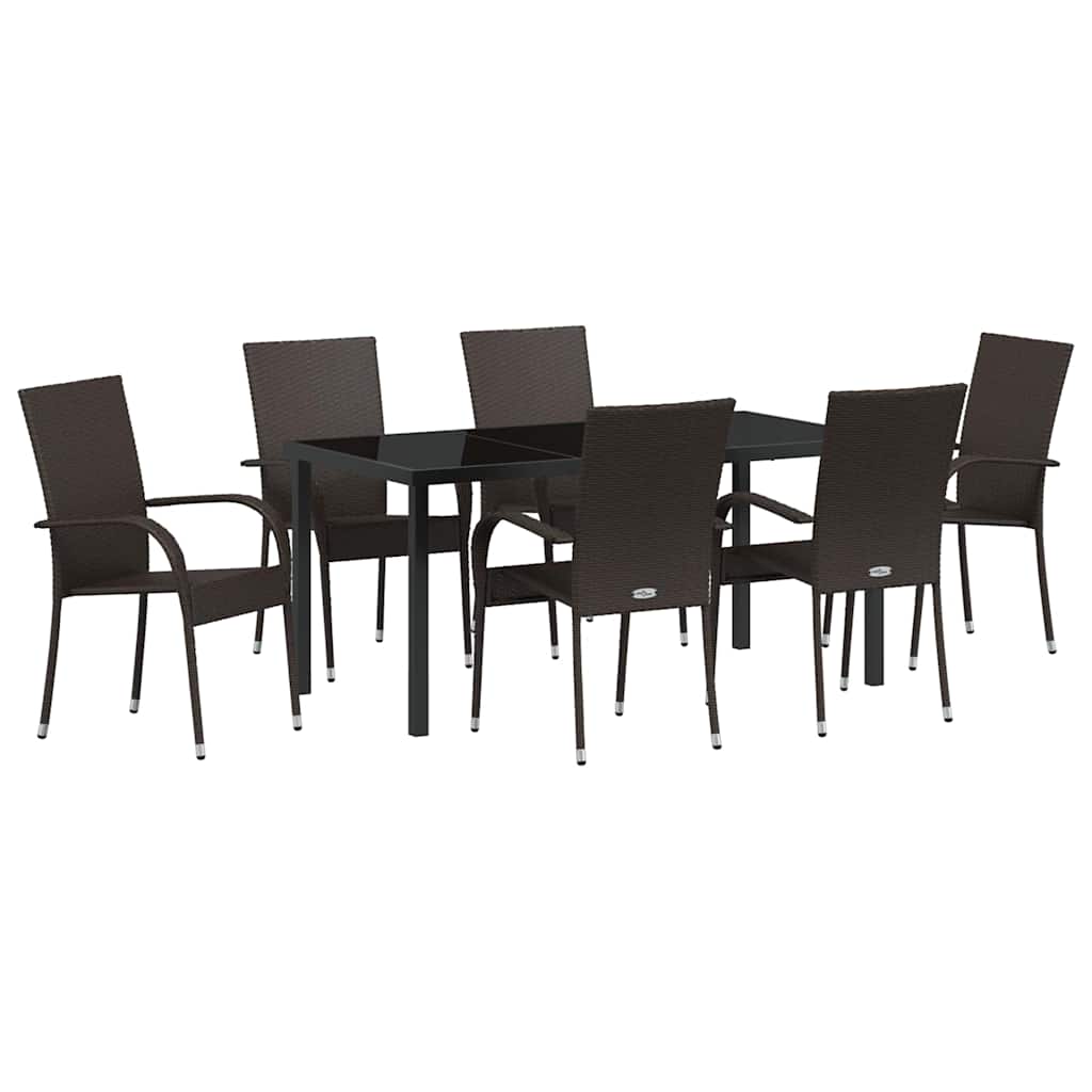 Garten Essgruppe 7 pcs Braun Pulverbeschichteter Stahl