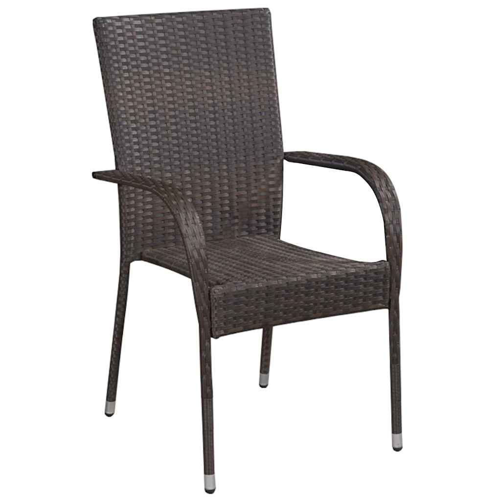 Garten Essgruppe 7 pcs Braun Pulverbeschichteter Stahl