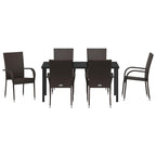 Garten Essgruppe 7 pcs Braun Pulverbeschichteter Stahl