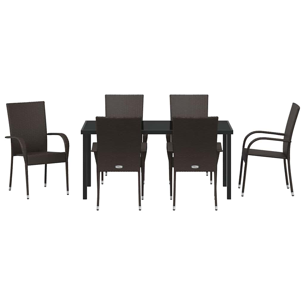 Garten Essgruppe 7 pcs Braun Pulverbeschichteter Stahl