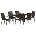 Garten Essgruppe 7 pcs Braun Pulverbeschichteter Stahl