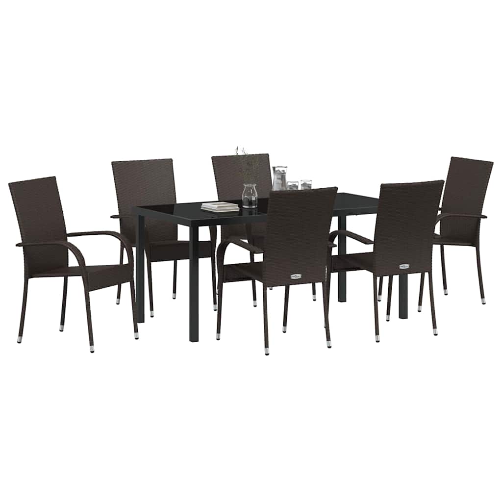Garten Essgruppe 7 pcs Braun Pulverbeschichteter Stahl