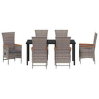 Garten Essgruppe 7 pcs Grau Pulverbeschichteter Stahl