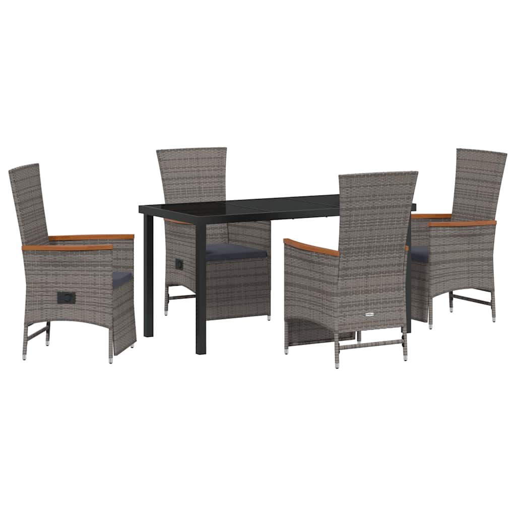 Garten Essgruppe mit Kissen 5 pcs Grau Poly-Rattan