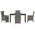 Garten Essgruppe mit Kissen 5 pcs Grau Poly-Rattan