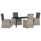 Garten Essgruppe mit Kissen 5 pcs Grau Poly-Rattan