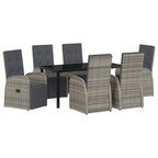 Garten Essgruppe mit Kissen 7 pcs Grau Poly-Rattan