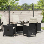 Garten Essgruppe mit Kissen 5 pcs Schwarz Poly-Rattan